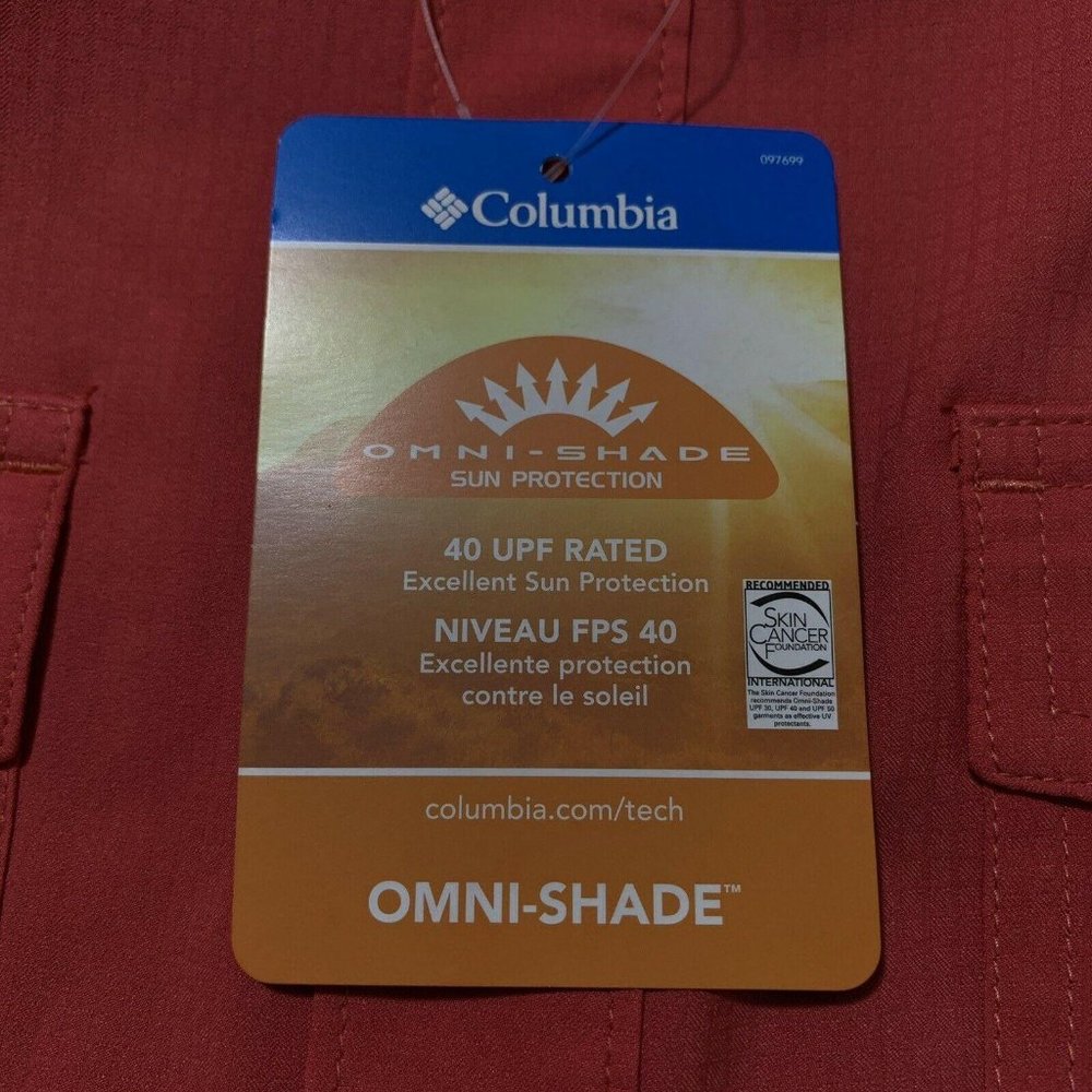 Columbia Omni-Shade SS Button Down Shirt Red - Picture 4 of 6